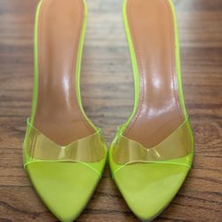 Neon Green Clear Front Heels 