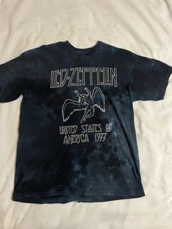 LED Zeppelin Men's T-Shirt Large Tye-Dye Blue Short Sleeve Crew Neck