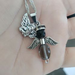 Angel Necklace With Angel And Silver Chain