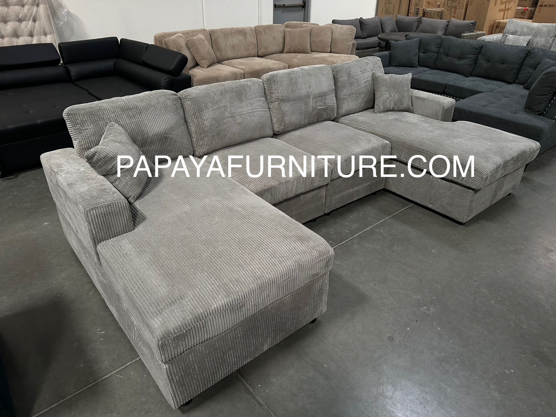 New! 120” Plush U-Shaped Sectional, Sectionals, Sofa, Modular Sectional, Couch, Sofa, Sectional With Chaise, Double Chaise Sofa, Grey Sofa, Grey Couch