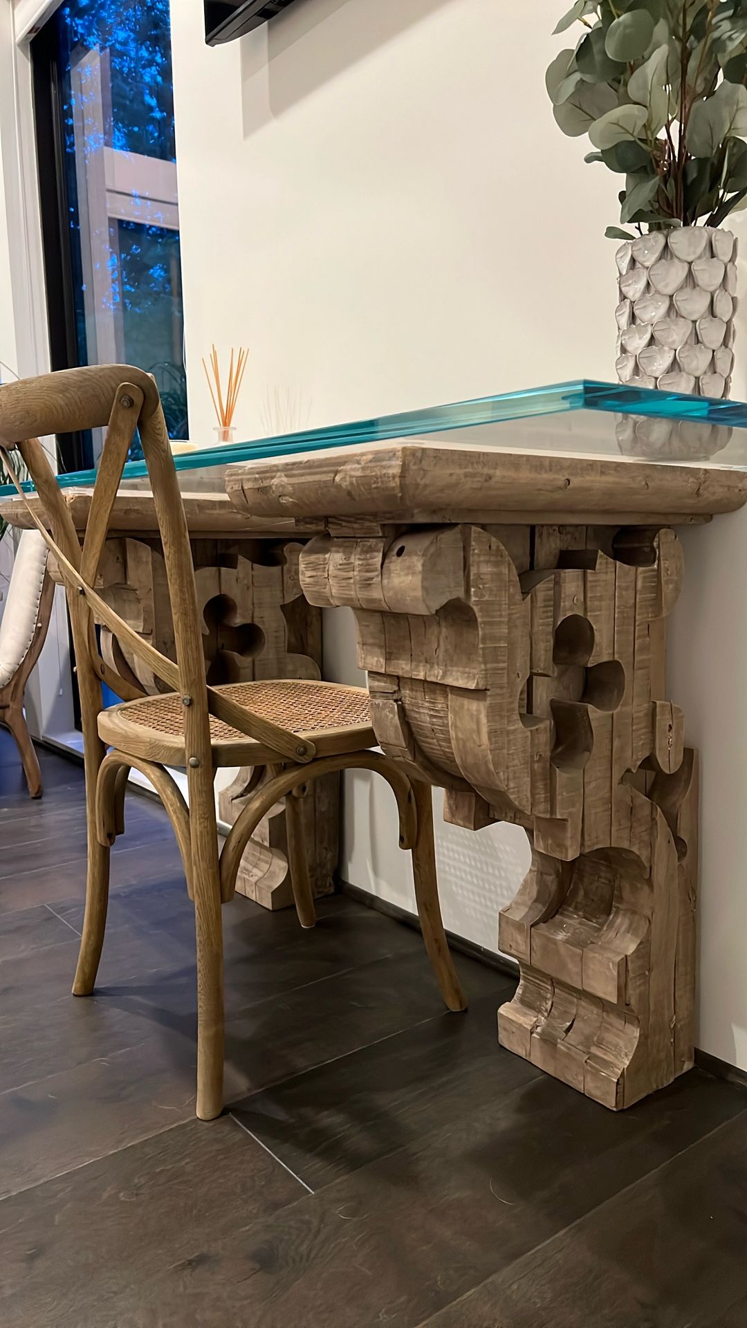 Restoration Hardware Corbel Glass Desk + Chair -$750 Bellevue Pickup