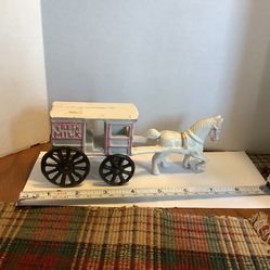 Cast iron Horse With Milk Wagon Great Display Piece No Issues A Great Old Piece Approximately 8” Long 