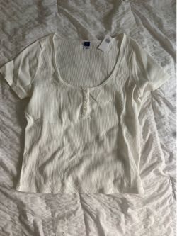 White Old Navy Henley Top L