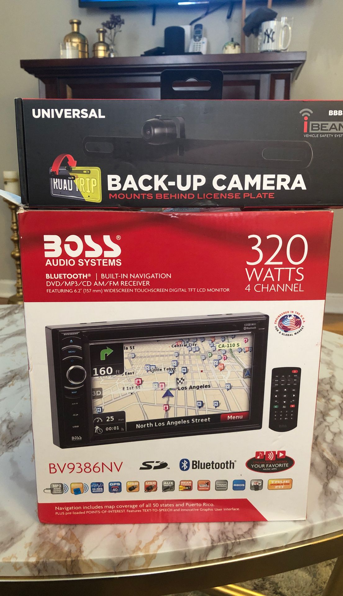 Boss dual den radio and back up camera brand new never been used in box