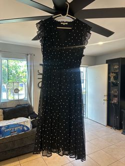 Black polka dot dress