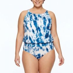 Cacique Blue Tie Dye Tankini Set 🦋 Size 18/20