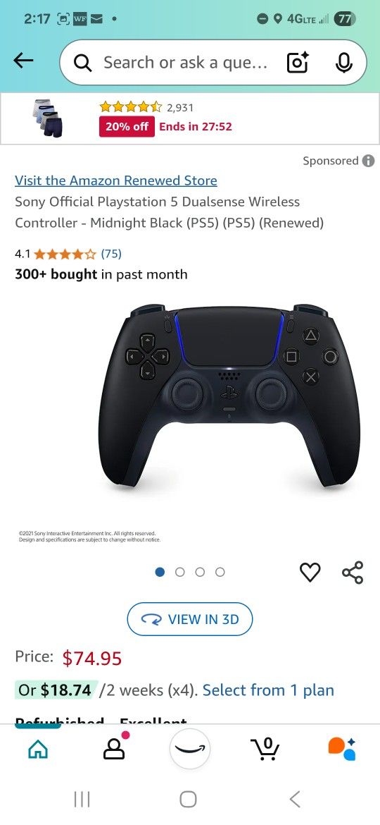 Black Sony Ps5 Controller