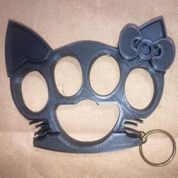 HELLO KITTY SELF DEFENSE KEYCHAIN  3D PRINTED BLACK MADE IN THE USA. 4.25” 