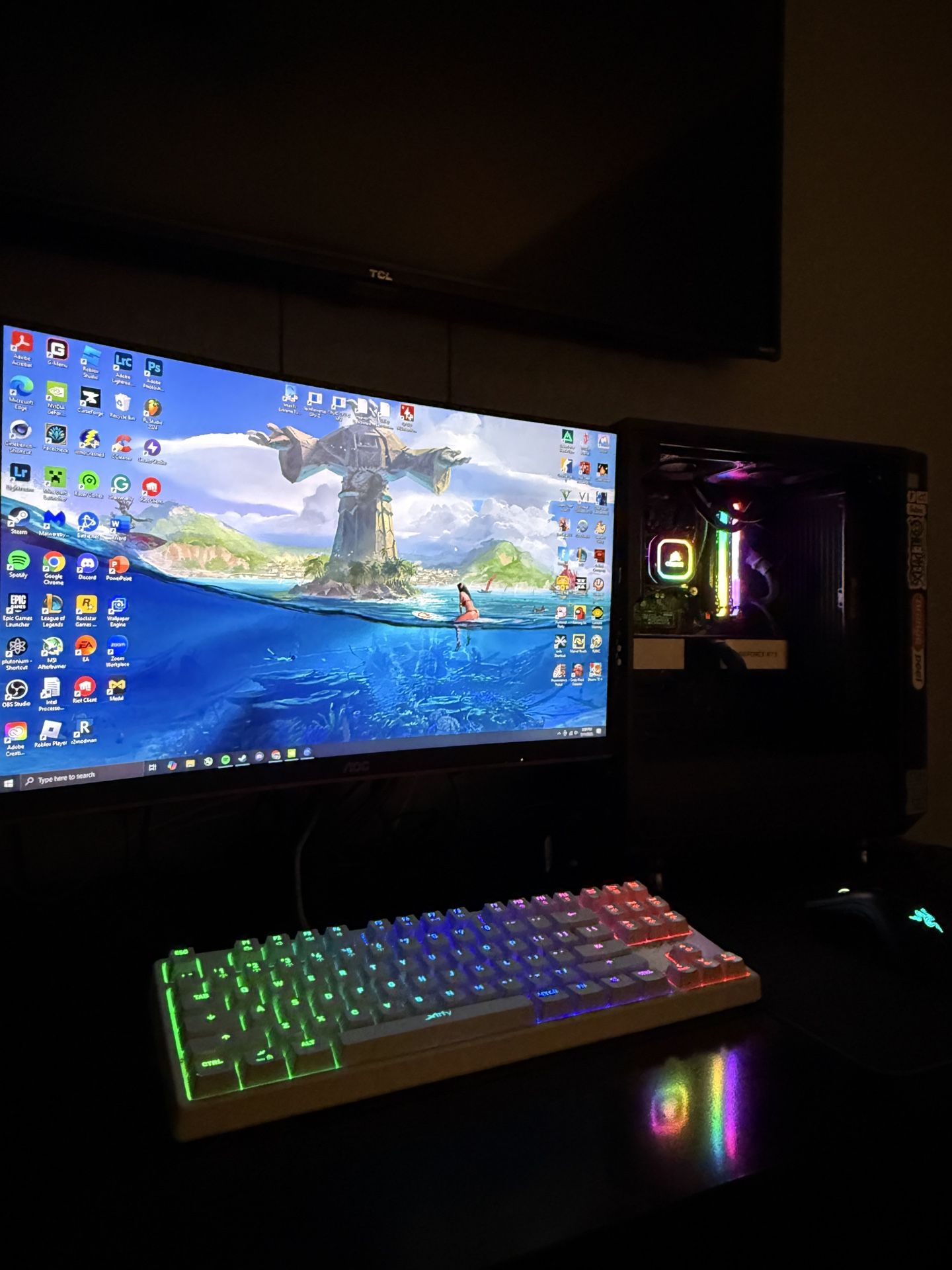 Gaming PC Setup - 3060 TI FE, 9700k , 16GB Ram, 1TB Ssd, 144hz Monitor, RGB Keyboard, And More