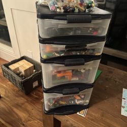 Assorted Legos & Bin