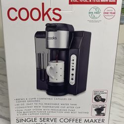 Cooks single serve coffee maker