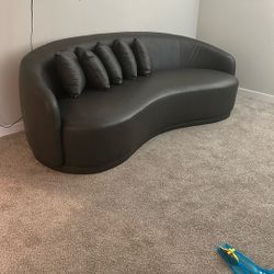 Brown Leather Modern Couch
