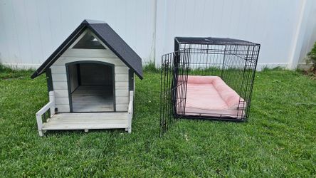 Dog house + crate + bed