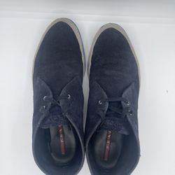 Men's PRADA Navy Blue Suede Chukka Boots - Espadrille Sole - Size 9.5