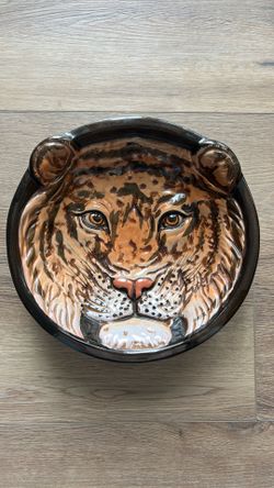 vintage Italian ceramic bowl designed as a tiger's face