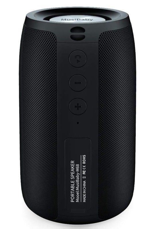 MusiBaby M68 Portable Bluetooth Speakers – Wireless, Waterproof, Dual Pairing, Deep Bass, Small & Loud with 24H+ Playtime – Outdoor Travel, Beach, Cam
