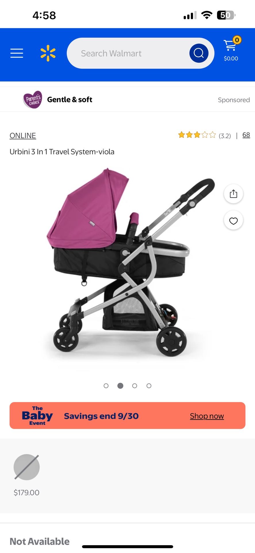 Urbini 3 In 1 Travel System-viola Like New