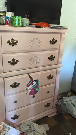 Pink with Unicorn Dresser/  Furniture