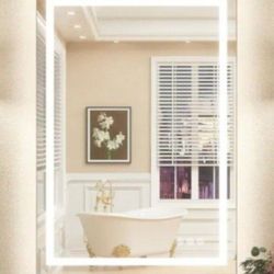24 in. W x 36 in. H Rectangular Frameless LED Light Anti-Fog Wall Bathroom Vanity Mirror with Backlit and Front Light
