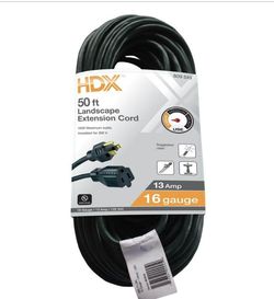 HDX 50 ft. 16/3 Light Duty Indoor/ Outdoor Landscape Extension Cord, Green