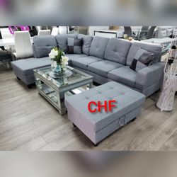 Modern elegant sectional sofa with ottoman