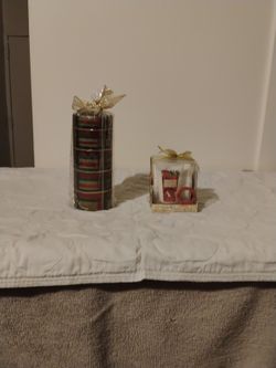 Foot Lotion Sock Set And Tall Christmas Candle