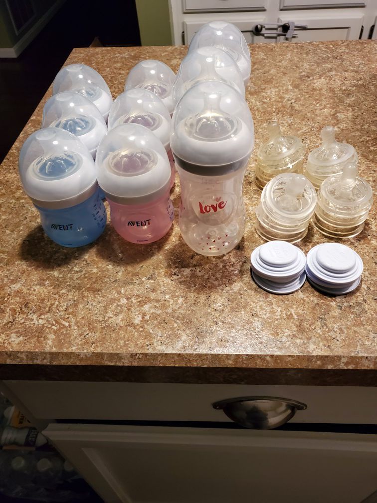 Blue and Pink Avent Bottles