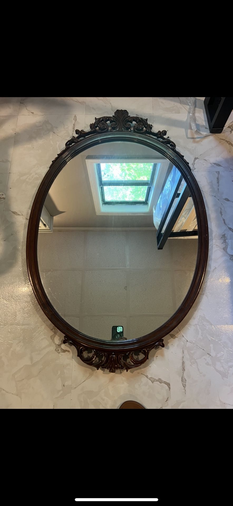Vintage Carved Wood Framed Mirror