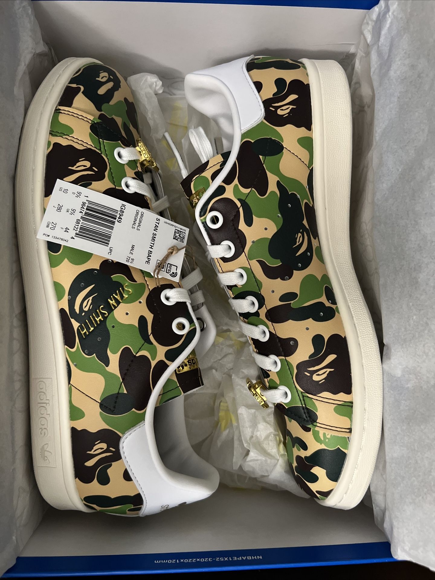 Adidas x Bape Stan Smith shoes size 10