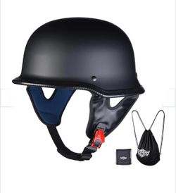 AHR RUN-G DOT German Style Motorcycle Half Helmet Open Face Cruiser Chopper Biker Skull Cap Helmet M