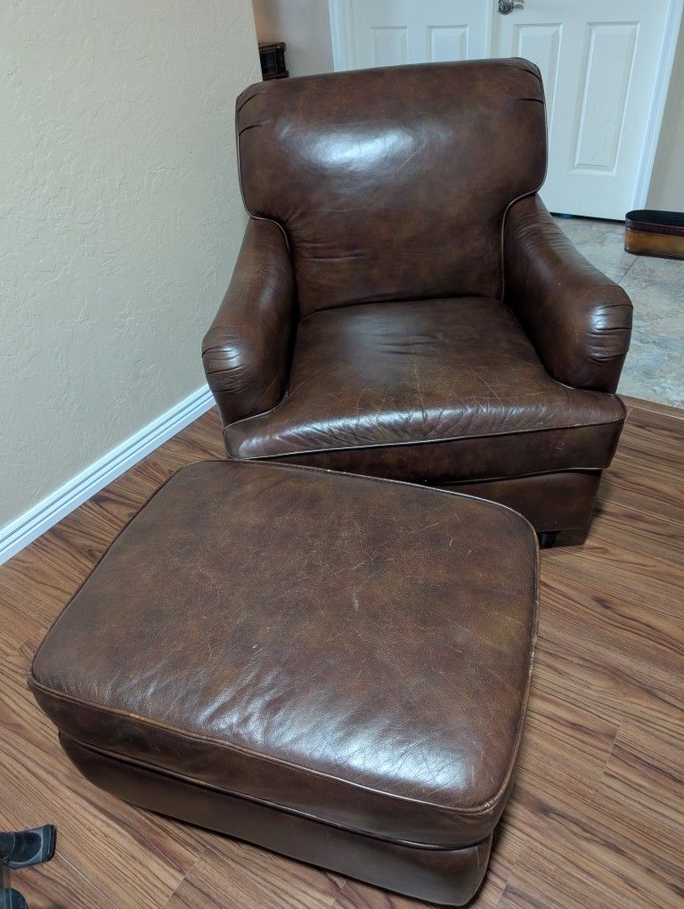 Leather Chair And Ottoman
