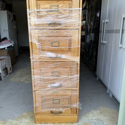 Oak Four Drawer File Cabinet