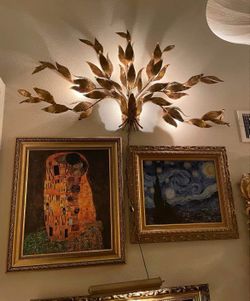 Hollywood Regency style of Hans Kögl Gilded Metal Floral Leaf Monumental Wall Sconce