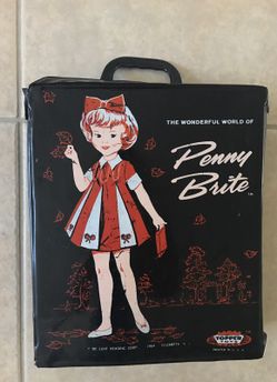 Penny Brite 60's doll case filled with doll clothes