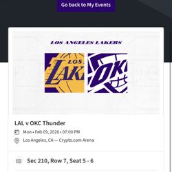 Lakers vs Thunder feb 9th 