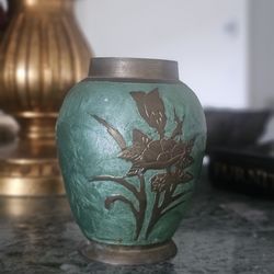 Vintage Brass Vase Etched/Floral Enamel

Mini Vase