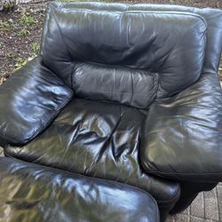 Leather CHAIR Lounger Loveseat w/ottoman Footrest Matching