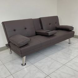 (Brand New) $155 Folding Futon Sofa Bed Recliner Convertible Couch 65x30x31 Inches, Brown/Gray 