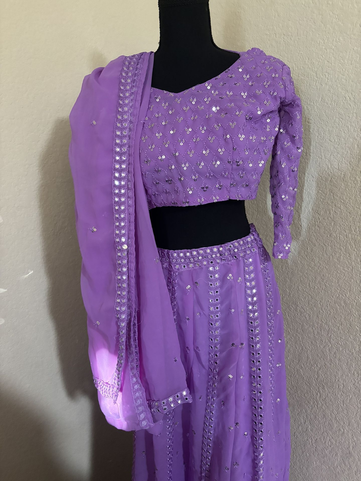 Purple Indian Saree Dress Set 