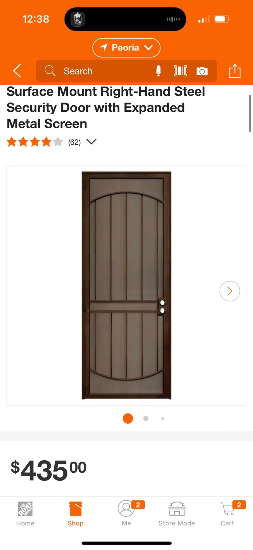 42x96 ARCADA BRONZE RIGTH SECURITY DOOR NEW