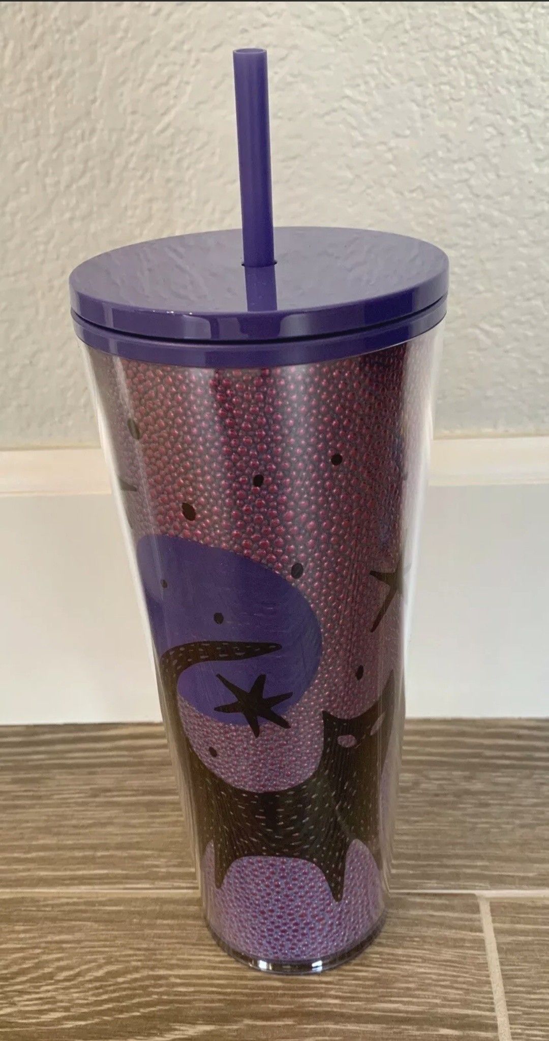 Starbucks Halloween 2020 Black Cat Moon Stars Purple 24oz Venti Cold