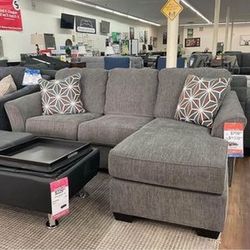 Ashley Brand Gray Small Sized Sectional Sofa Couch With Reversible Chaise 