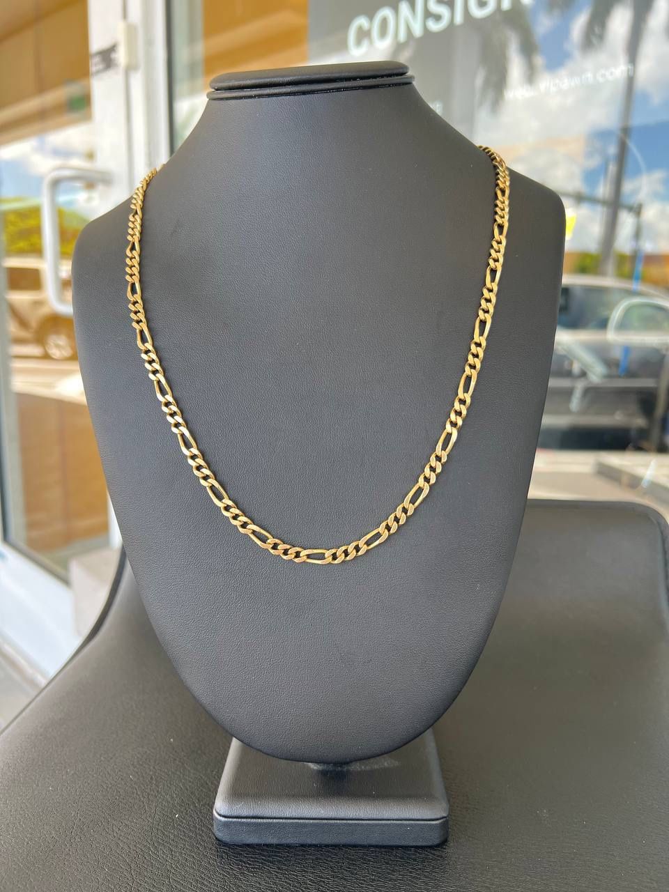 18k solid yellow gold Figaro chain necklace 48g 25 inches