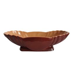 Vintage Roseville Pottery Mayfair Tan And Brown Console Bowl