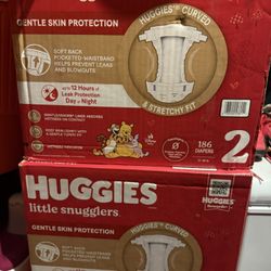 (4)Huggies Size 2 186ct Diapers NEW 