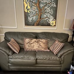 Green Leather Couch 