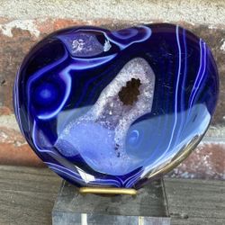 Beautiful Purple polished heart Druzy Agate