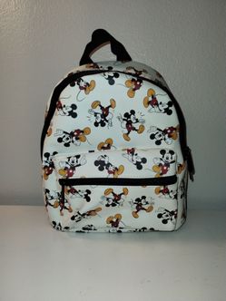 Bioworld Disney MINI Backpack Multi-Color MICKEY MOUSE Print White 11" x 9"