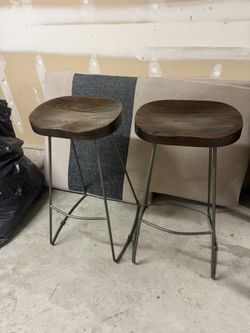 Wooden Barstools A Set A Pair 2
