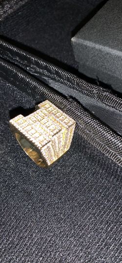 Lab diamond VVS1 baguette ring gold over silver size 11/12